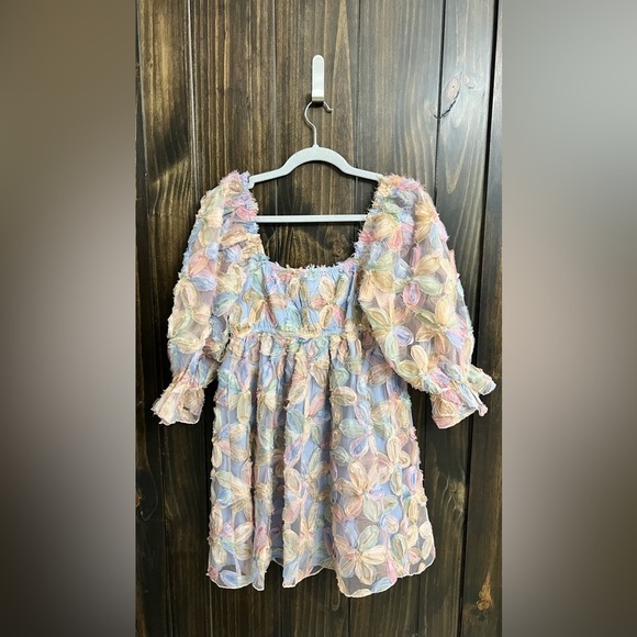 NWT: Allison + Kelly Pastel Floral Puff Sleeve Baby Doll Dress- Size: Small - Picture 11 of 13